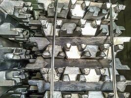 Aluminum ingots. Transportation of aluminum for export photo