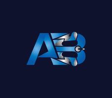 Electric AB letter creative Company Logo Design Blue Color Concept vector