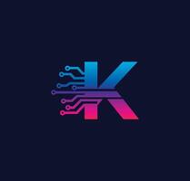 K Alphabet Data Storage Technology Logo Design Concept vector