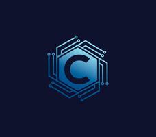 C Alphabet Technology Logo Design Concept vector