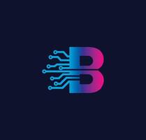 B Alphabet Data Storage Technology Logo Design Concept vector