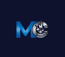 Electric Energy abstract MC letter creative logo Technology Design Blue or Silver Color vector