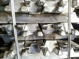 Aluminum ingots. Transportation of aluminum for export photo