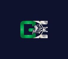 GE letter Logo Design Green or Silver Color Creative Technology Electric Energy logo vector