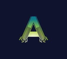 A Alphabet Technology Data Circuit Logo Design Company Concept vector