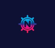 N Alphabet Locker Logo Design Concept vector