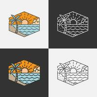 Beach illustration monoline or line art style, design can be for t shirts, sticker, printing needs vector