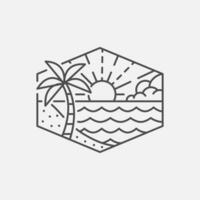 Beach illustration monoline or line art style, design can be for t shirts, sticker, printing needs vector