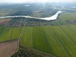 Top view of the small village. Aerophotographing above the village photo