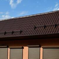 The roof of corrugated sheet on a building photo