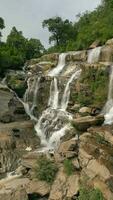 verticaal video. tropisch waterval in noordelijk Thailand in Chiang mei. video