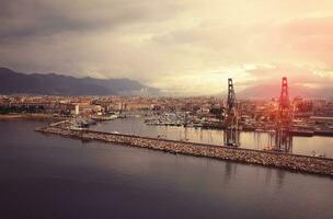 Ship port in the sunset. Italy photo