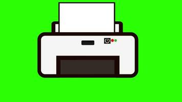 video animation of printer printing a sheet of paper,