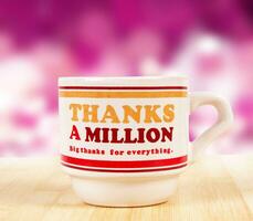 thanks cup closeup photo