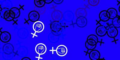 Light Pink, Blue vector backdrop with woman's power symbols.