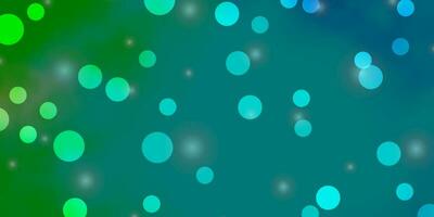Light Blue, Green vector layout with circles, stars.