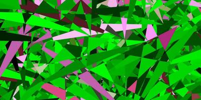 Light pink, green vector template with triangle shapes.