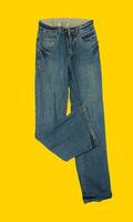 Casual jeans on yellow background photo