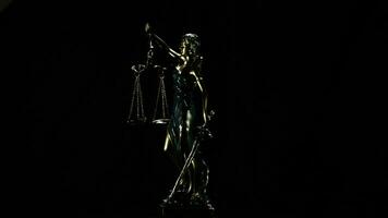 Lady Justice image gyrating on black background video