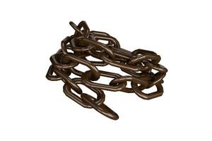 3d rendering thick rusty chain isolated on white background photo