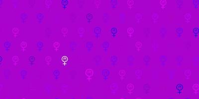 Light Purple vector pattern with feminism elements.