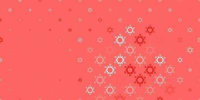 Light red vector background with covid-19 symbols.