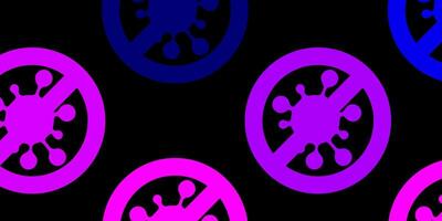 Dark Purple, Pink vector backdrop with virus symbols.