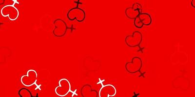 Light Red vector backdrop with woman's power symbols.