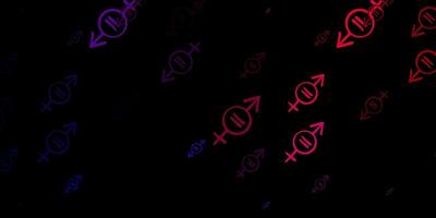 Dark Purple, Pink vector backdrop with woman's power symbols.