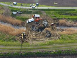 Repair of the gas pipeline section passing through the water channel. Repair work photo