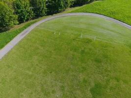 Top view of a rural stadium. Football stadium. photo