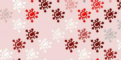 Light Red, Yellow vector background with covid-19 symbols.