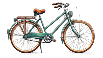 ai genererad årgång cykel ClipArt, transparent bakgrund, retro cykel illustration, antik cykling grafik, klassisk cykel bild, årgång cykel konst, gammaldags cykel design png