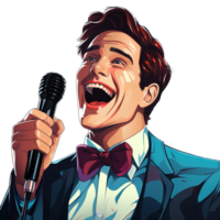 ai gerado cantando vocalista clipart, transparente fundo, música cantor ilustração, cantor gráfico, musical artista projeto, vocal artista obra de arte, música artista png