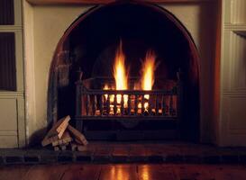 fireplace at home photo