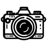 AI generated photo camera outline art icon for apps, websites, logo. Photography symbol black line vector