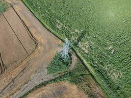 Top view, photos with quadrocopters, the mast power line