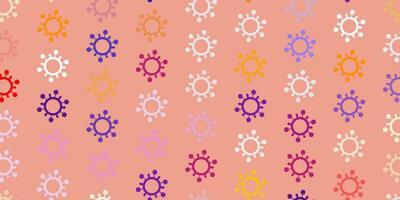 Light Pink, Yellow vector background with covid-19 symbols.