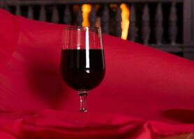 wine and fireplace photo
