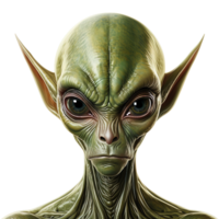 AI generated Green Alien clipart, green extraterrestrial, transparent background, UFO illustration, outer space creature png