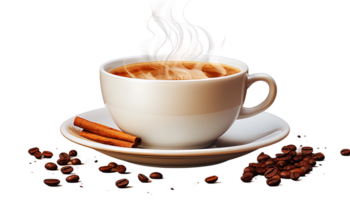 AI generated Steaming coffee cup, hot beverage illustration, transparent background, coffee mug clipart, hot drink graphic, brewed coffee icon, cafe latte png