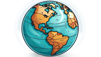 ai gerado terra globo clipart, global esfera ilustração, transparente fundo, planeta terra gráfico, mundo mapa ícone, internacional símbolo, geografia conceito png
