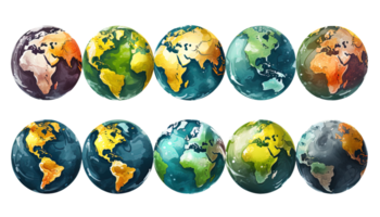 ai generiert Erde Globus Clip Art, global Kugel Illustration, transparent Hintergrund, Planet Erde Grafik, Welt Karte Symbol, International Symbol, Erdkunde Konzept png