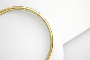 AI generated A white background with contrasting gold accents in a minimal style looks elegant. photo