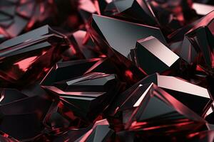 AI generated The background of the red black shiny crystal texture is beautiful. photo