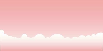 Clouds wide border on pink background. Panorama for banner, template vector