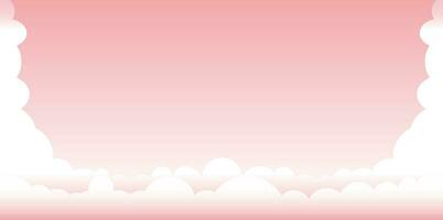 Clouds wide border on pink background. Panorama for banner, template vector