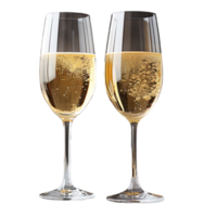 AI generated Sparkling wine glass clipart, champagne flute graphics, transparent background, elegant drink illustration, celebratory glassware, festive toast design png