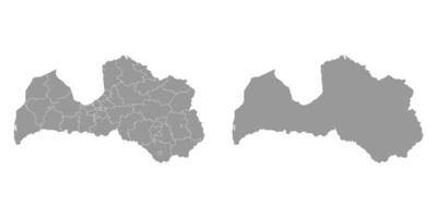 Letonia gris mapa con administrativo división. vector ilustración.