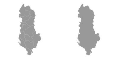Albania grey map with administrative subdivisions. Vector illustration.